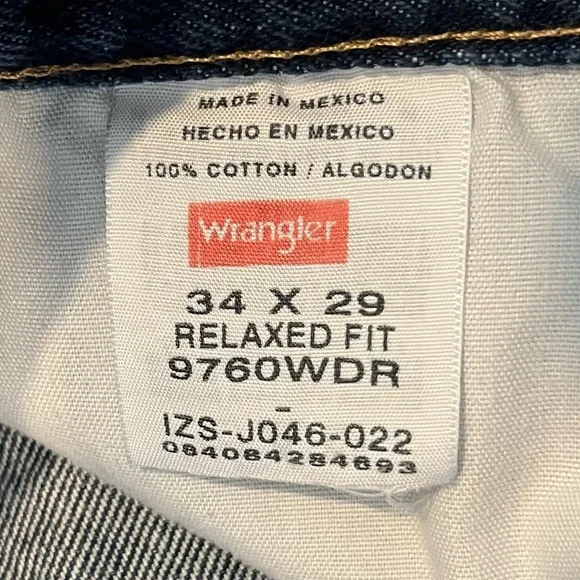 Mens Wrangler Denim Jeans Blue Relaxed Fit Size 34x29 - Picture 5 of 8